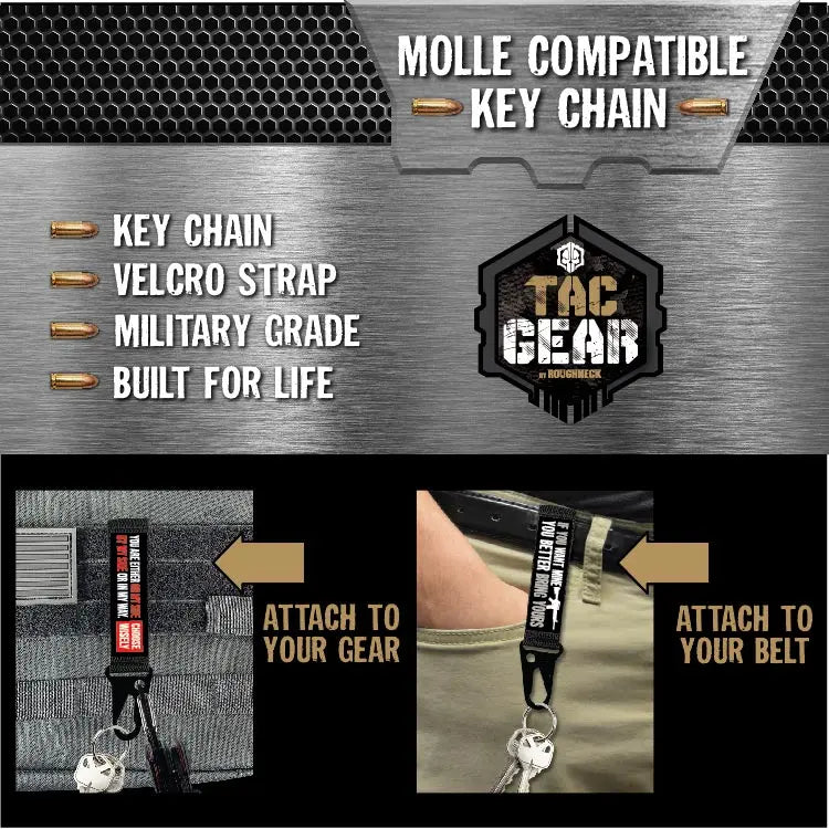 Patriotic MOLLE Strap Key Chain with Heavy Duty Clip - 6 Pieces Per Retail Ready Display 23722 TAC GEAR