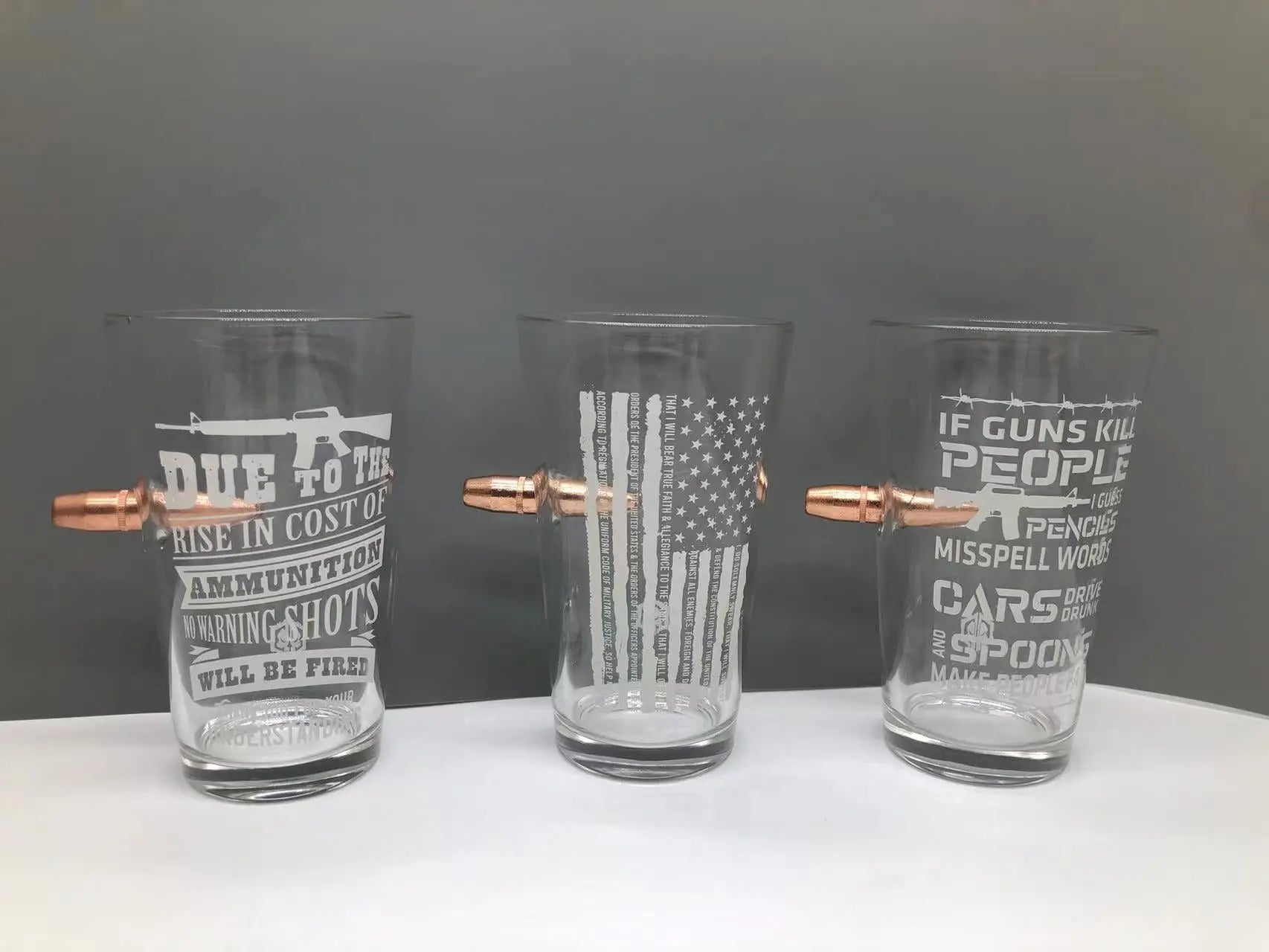 16 oz Tac Gear Bullet Patriotic Pint Glass - 6 Pieces Per Retail Ready Display 23151 TAC GEAR