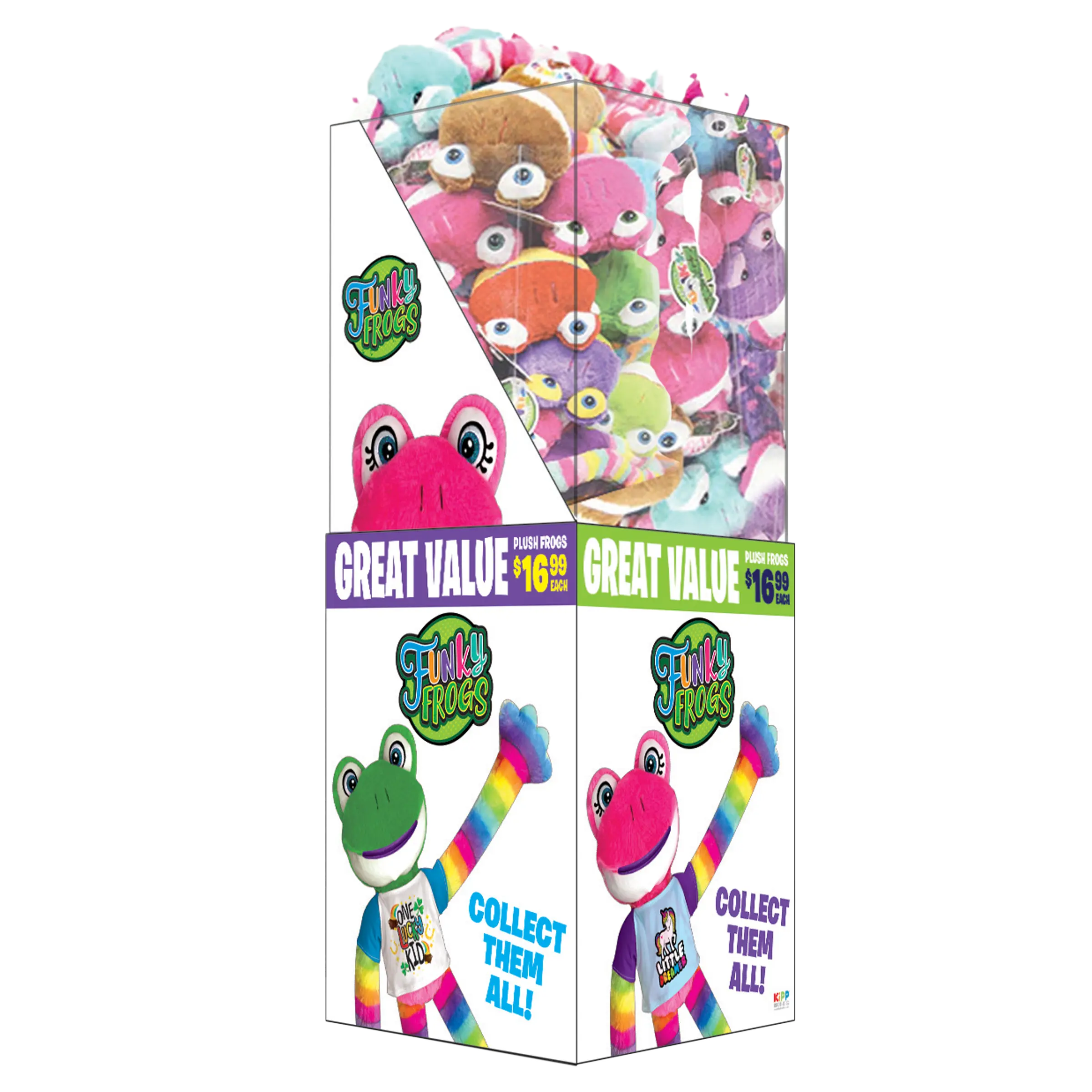 Plush Long Arm Frog Assortment Floor Display - 24 Pieces Per Retail Ready Display 88416 KIPP BROTHERS