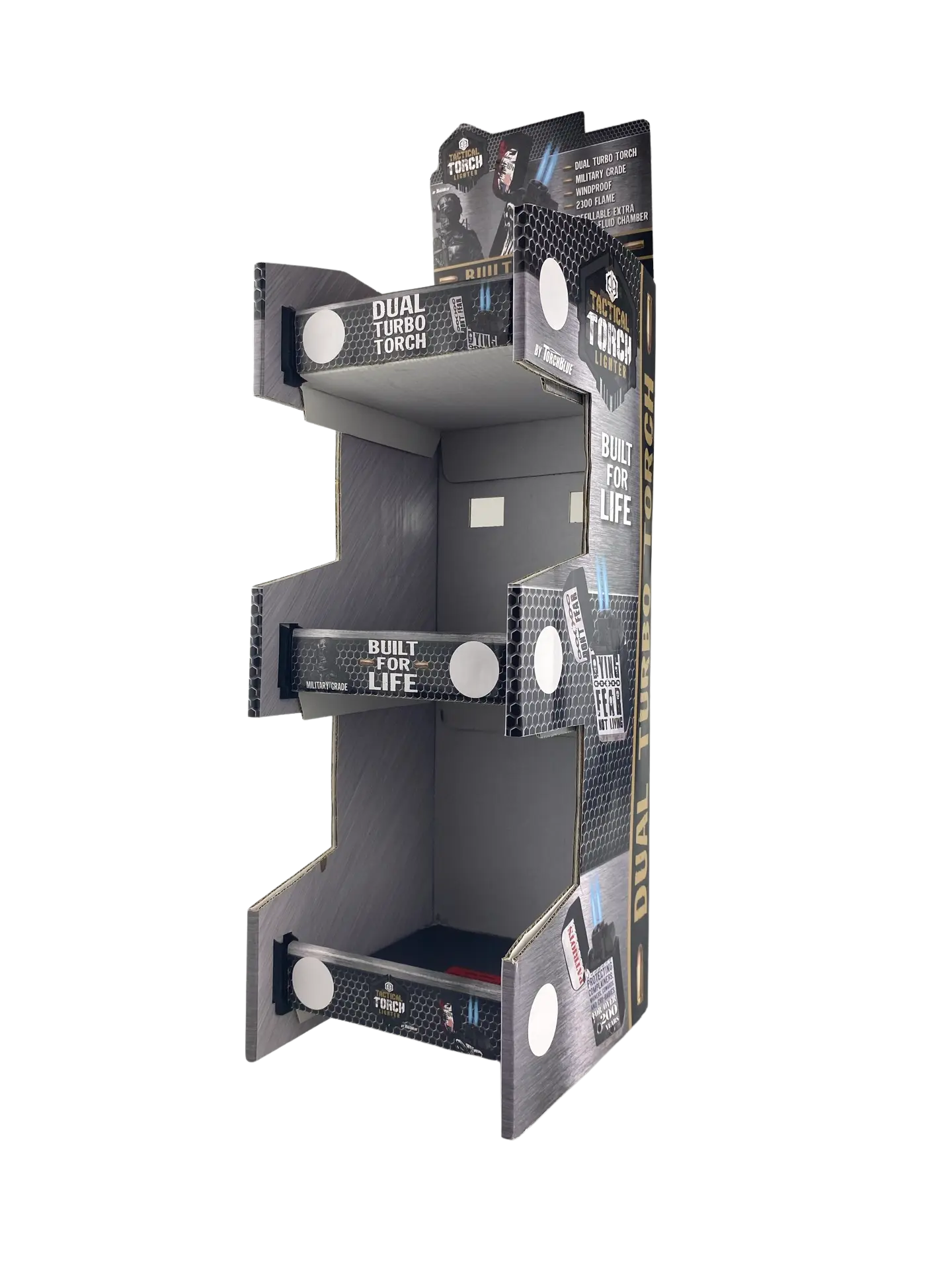 Merchandising Fixture - Corrugated Tac Gear 3 Tier Countertop Lighter Display ONLY 975560 TAC GEAR