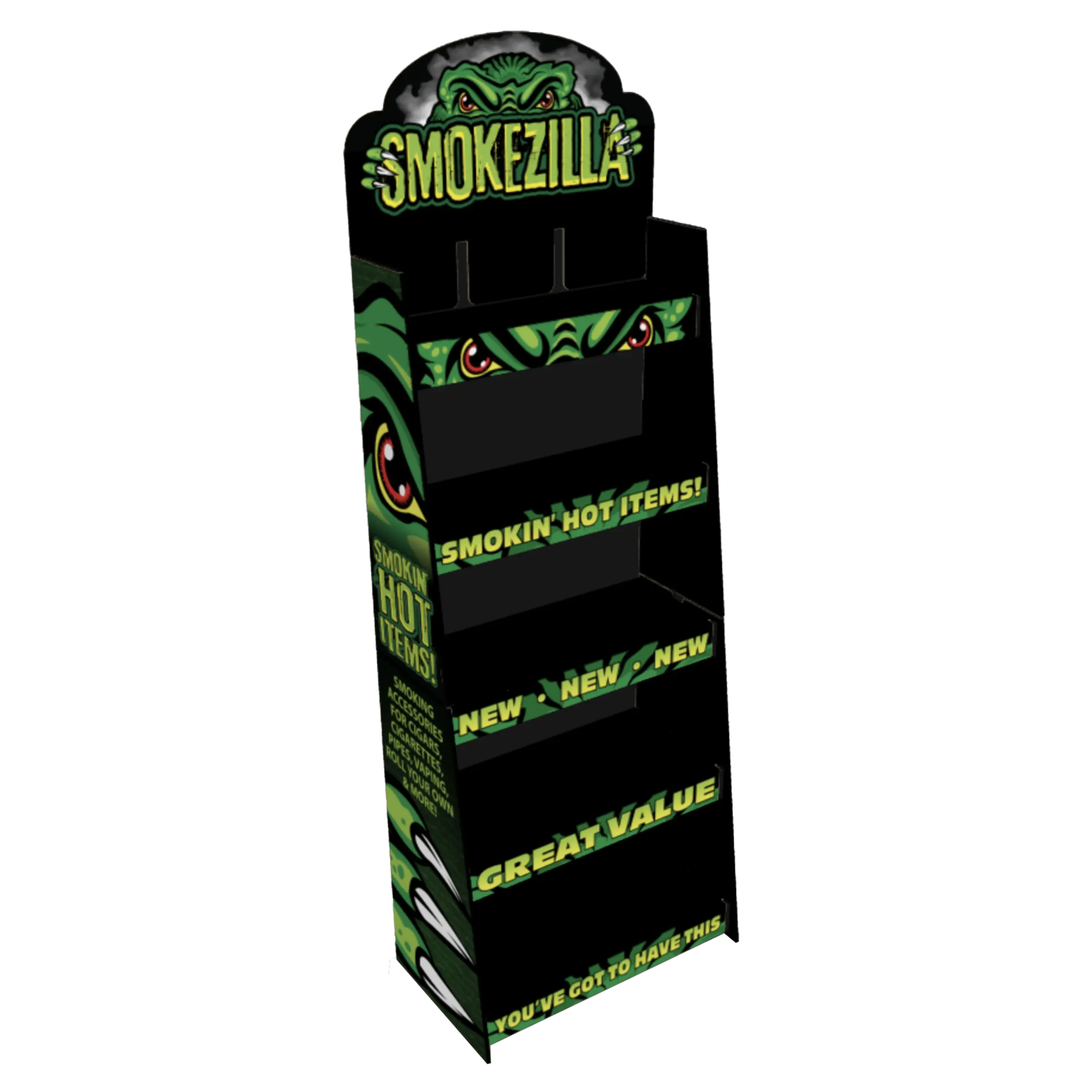 Merchandising Fixture - Corrugated Smokezilla 2 Piece Floor Display End Cap ONLY 976150 SMOKEZILLA