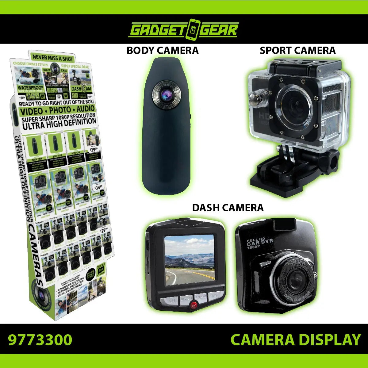 Camera Assortment Floor Display - 20 Pieces Per Retail Ready Display 88449 GADGET GEAR