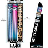 10FT Braided Sync and Charge Cable Assortment Floor Display - 36 Pieces Per Retail Ready Display 88385 NOVELTY INC