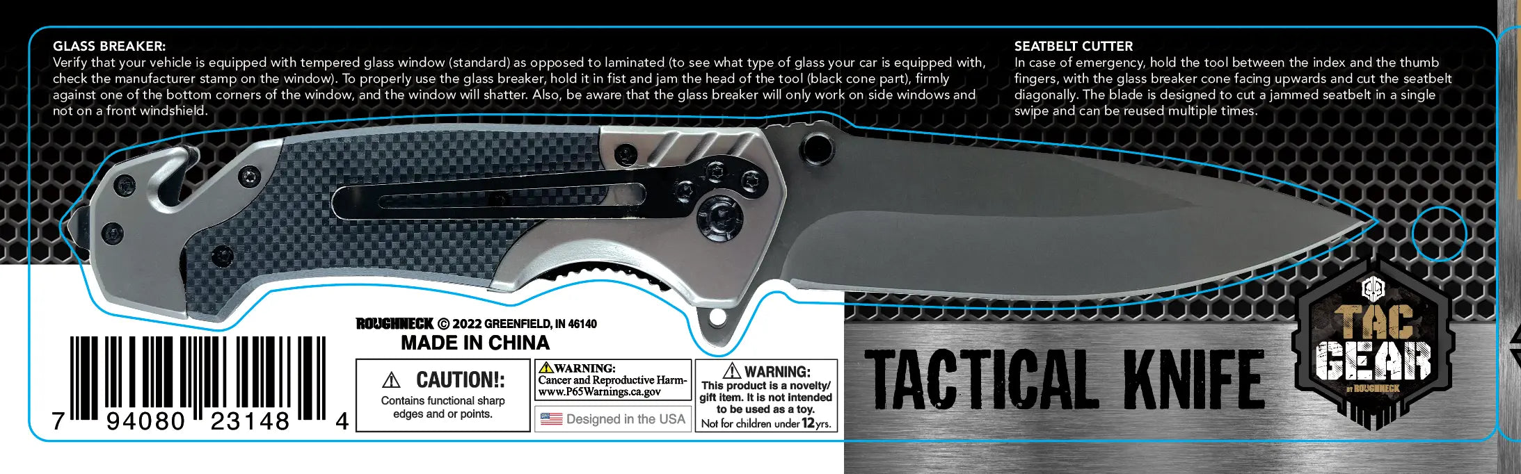 Pocket Knife with Belt Cutter - 6 Pieces Per Retail Ready Display 23148 TAC GEAR