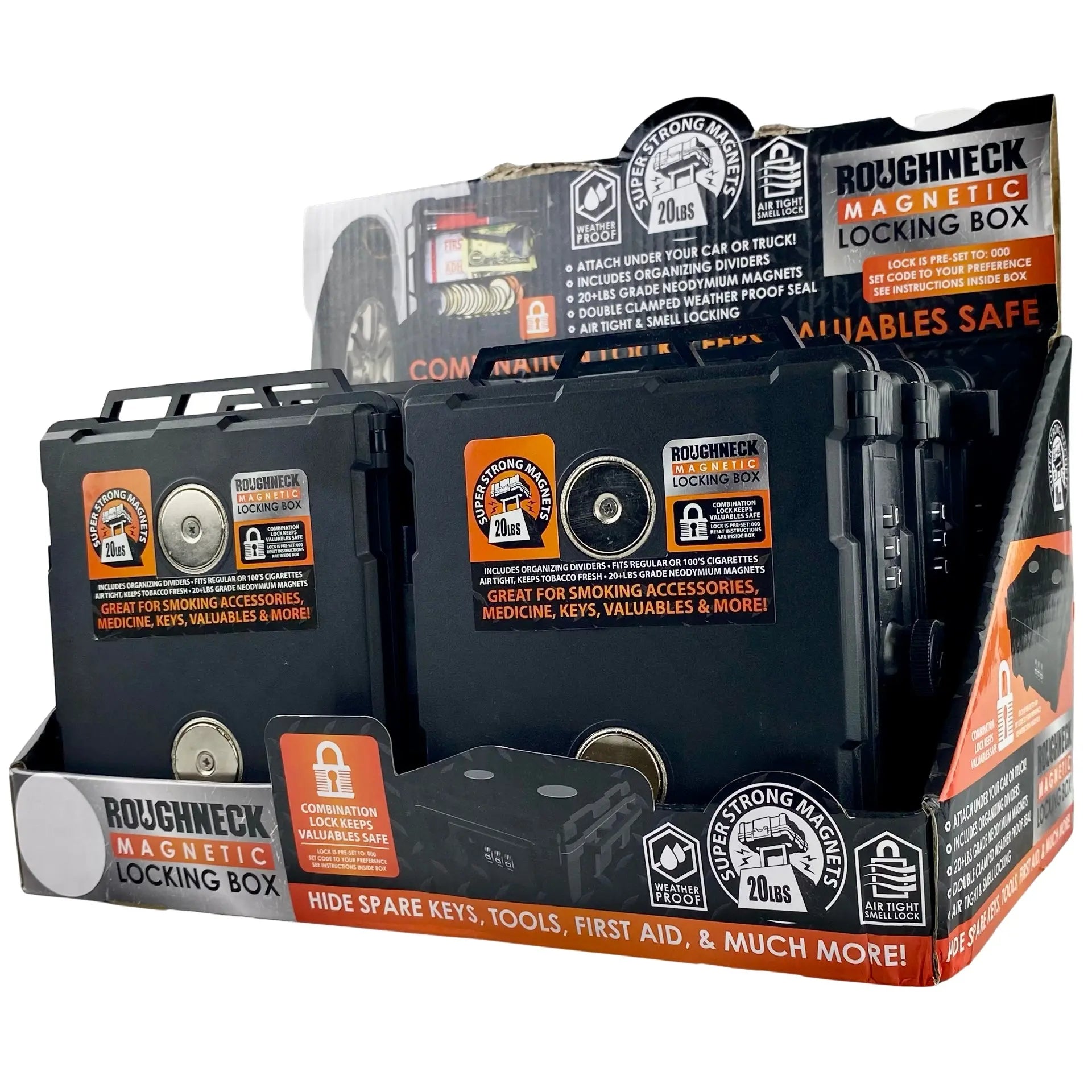 Magnetic Storage Box with Lock - 6 Pieces Per Retail Ready Display 23099 ROUGHNECK
