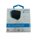 AC Wall Charger with Dual USB / USB-C Ports 20 Watts - 5 Pieces Per Pack 23172 NOVELTY INC