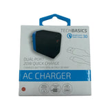 AC Wall Charger with Dual USB / USB-C Ports 20 Watts - 5 Pieces Per Pack 23172 NOVELTY INC