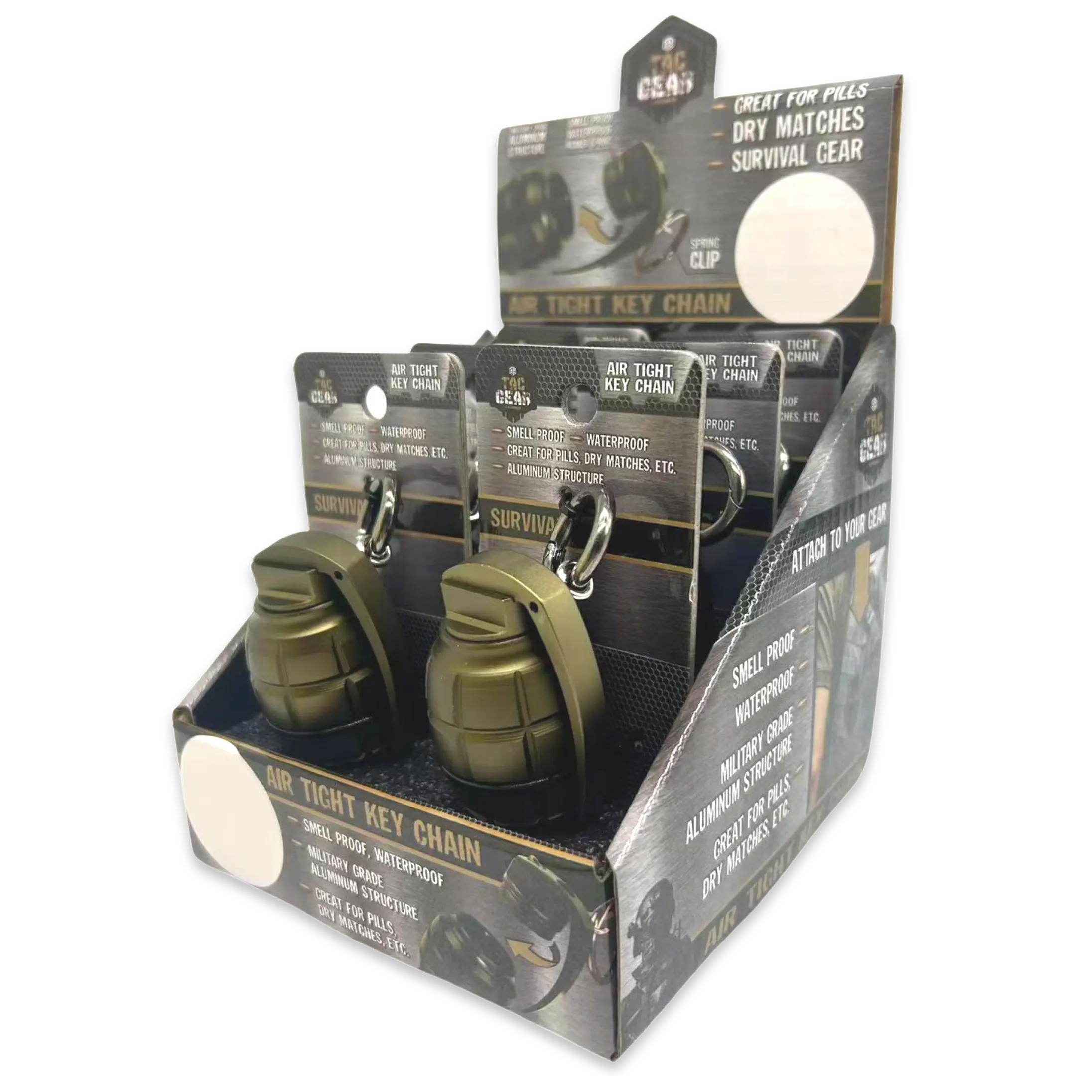 Patriot Grenade Storage Key Chain - 6 Pieces Per Retail Ready Display 23513 TAC GEAR